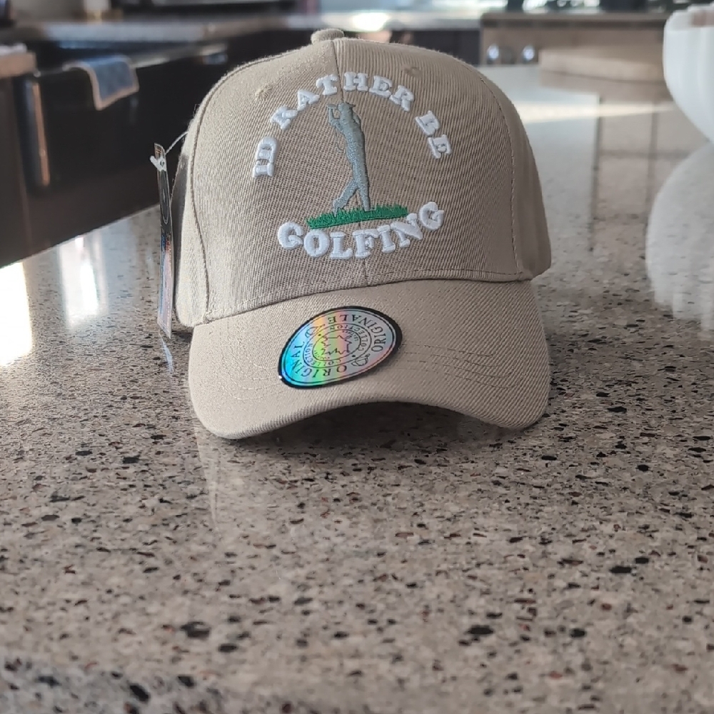 Classic Tan Golf Cap with Embroidery